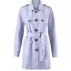 Cabi Women’s Small Tanner Linen Blend Trench Coat Silver Lake Blue S #5296
